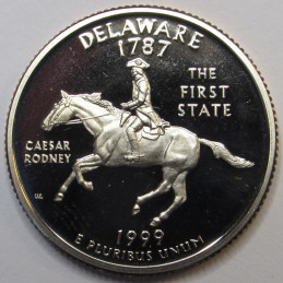 1999 S Delaware Quarter - proof finish first US state quarter from San Francisco