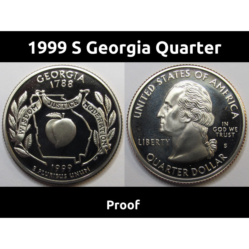 1999 S Georgia Quarter - proof finish Washington state quarter from San Francisco mint 1999 S Georgia Quarter - proof finish Washington state quarter from San Francisco mint