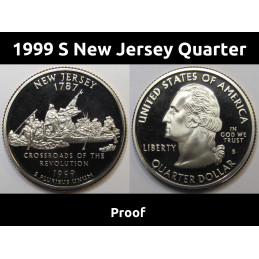 1999 S New Jersey Washington Quarter - brilliant San Francisco mintmark proof finish state quarter