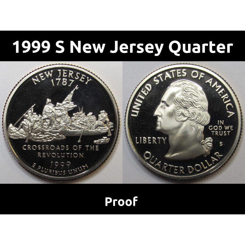 1999 S New Jersey Washington Quarter - brilliant San Francisco mintmark proof finish state quarter