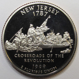 1999 S New Jersey Washington Quarter - brilliant San Francisco mintmark proof finish state quarter