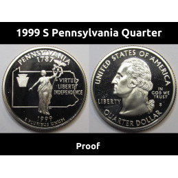 1999 S Pennsylvania Quarter - brilliant proof finish San Francisco mintmark state quarter