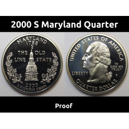 2000 S Maryland Quarter - brilliant proof Washington state quarter