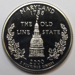 2000 S Maryland Quarter - brilliant proof Washington state quarter