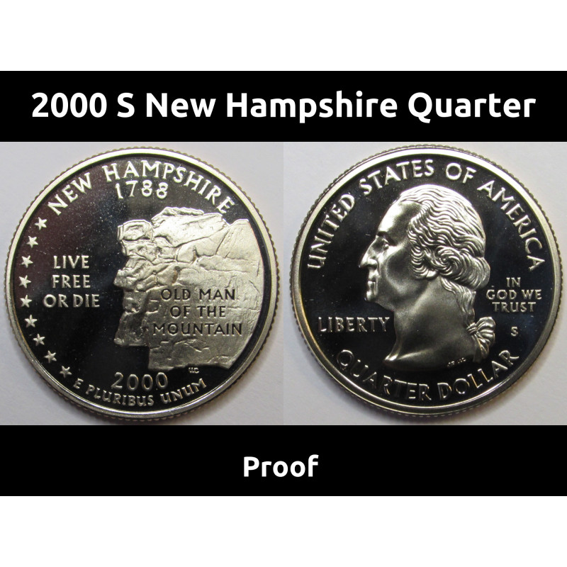 2000 S New Hampshire Quarter - brilliant proof Washington state quarter from San Francisco mint 2000 S New Hampshire Quarter - brilliant proof Washington state quarter from San Francisco mint