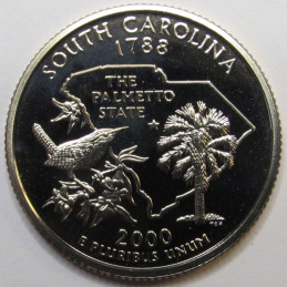 2000 S South Carolina Quarter - brilliant proof finish Washington S mint state quarter