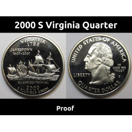 2000 S Virginia Quarter - brilliant proof finish Washington state quarter with S mintmark