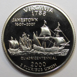2000 S Virginia Quarter - brilliant proof finish Washington state quarter with S mintmark