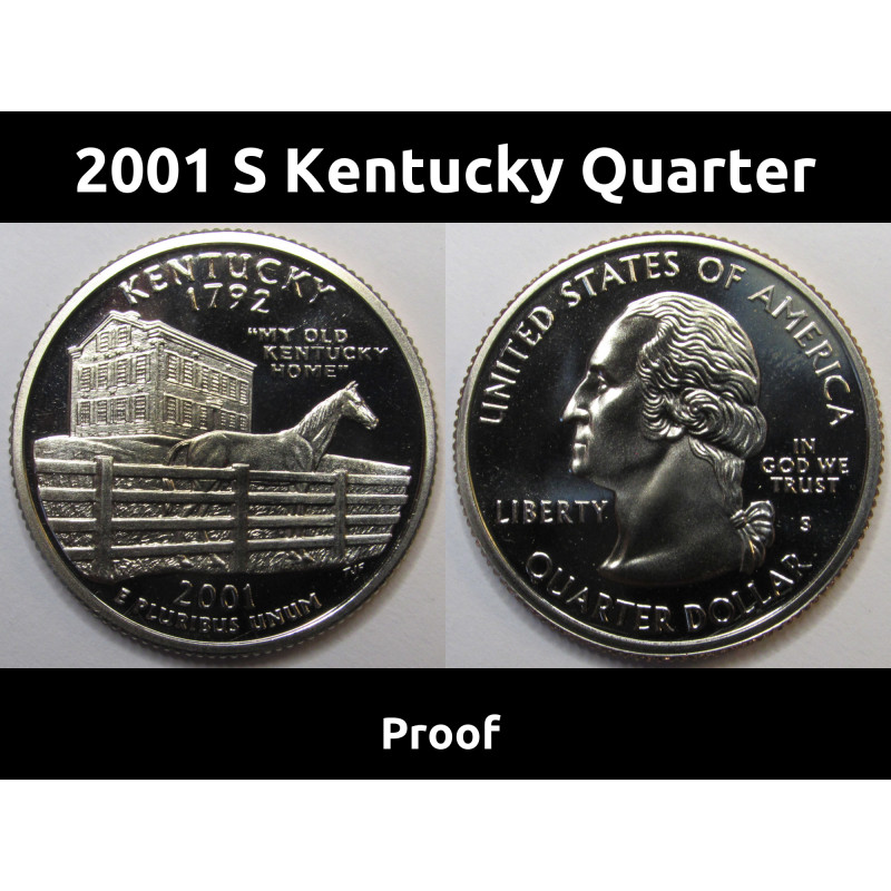 2001 S Kentucky Quarter - brilliant proof finish Washington state quarter with San Francisco mintmark