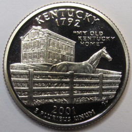 2001 S Kentucky Quarter - brilliant proof finish Washington state quarter with San Francisco mintmark