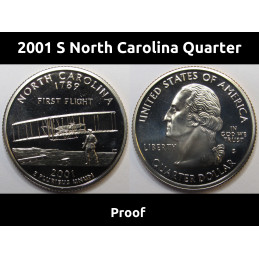 2001 S North Carolina Quarter - brilliant proof state quarter coin
