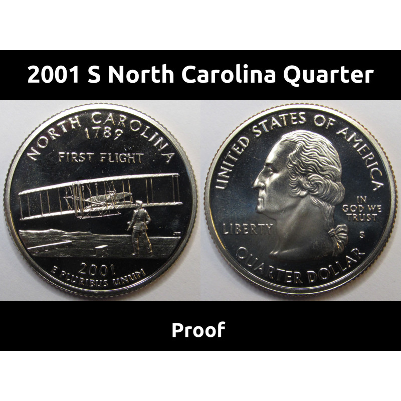 2001 S North Carolina Quarter - brilliant proof state quarter coin 2001 S North Carolina Quarter - brilliant proof state quarter coin