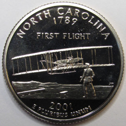 2001 S North Carolina Quarter - brilliant proof state quarter coin