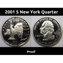 2001 S New York Quarter - mirror-like proof Washington state quarter