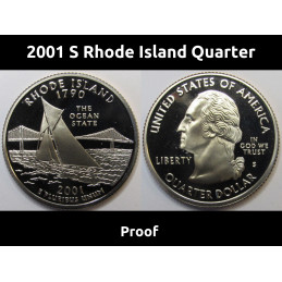 2001 S Rhode Island Quarter - brilliant proof Washington state quarter coin