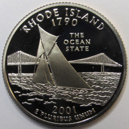 2001 S Rhode Island Quarter - brilliant proof Washington state quarter coin