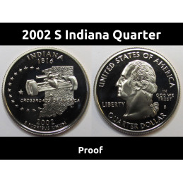 2002 S Indiana Quarter - brilliant proof finish S mintmark Washington state quarter
