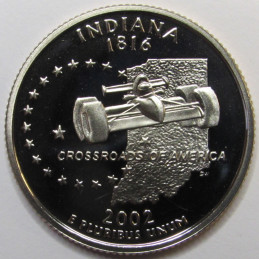 2002 S Indiana Quarter - brilliant proof finish S mintmark Washington state quarter