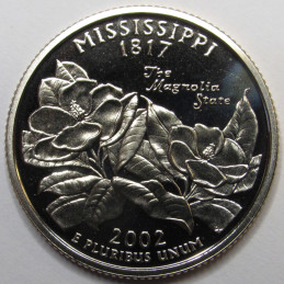 2002 S Mississippi Quarter - brilliant proof finish San Francisco mintmark state quarter