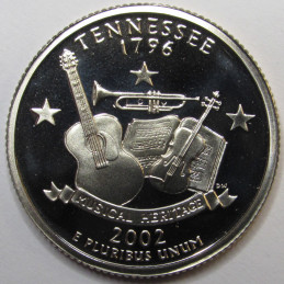2002 S Tennessee Quarter - brilliant proof finish American state quarter