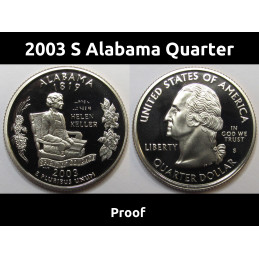 2003 S Alabama Quarter - brilliant proof finish Washington state quarter
