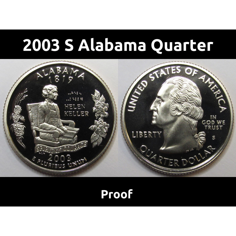 2003 S Alabama Quarter - brilliant proof finish Washington state quarter