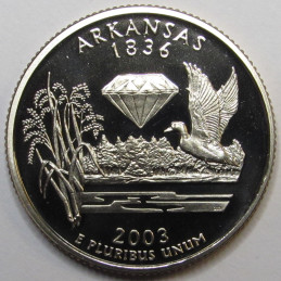 2003 S Arkansas Quarter - brilliant proof finish San Francisco mintmark state quarter