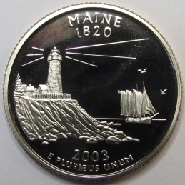 2003 S Maine Quarter - brilliant proof San Francisco mintmark Washington state quarter