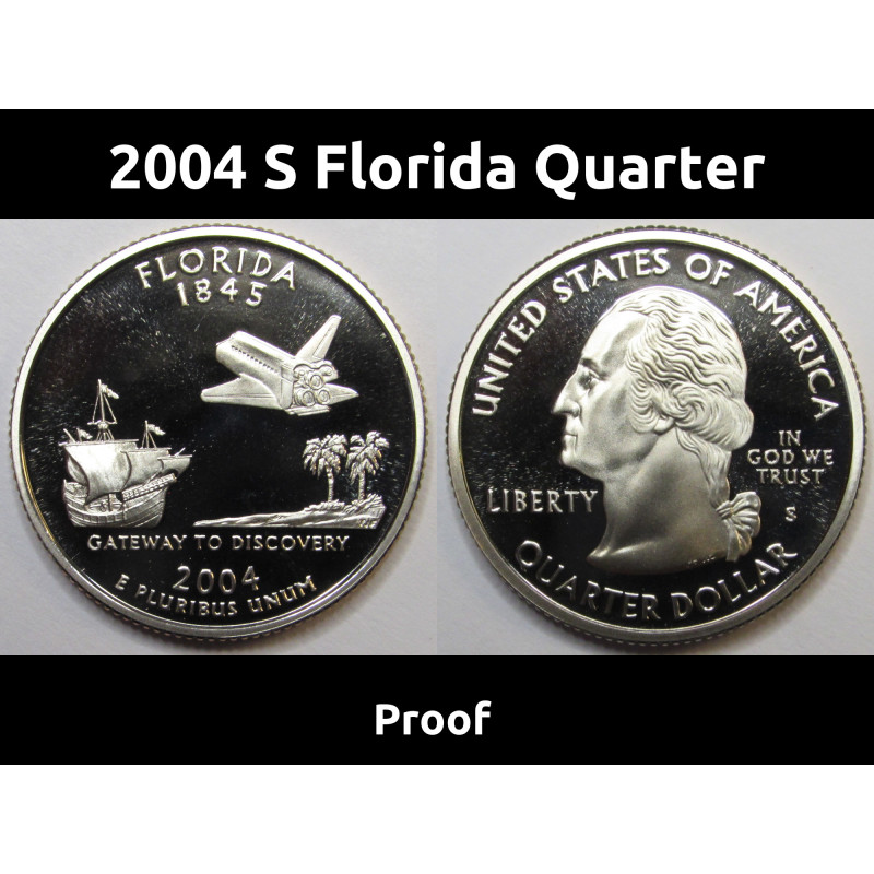 2004 S Florida Quarter - brilliant proof finish Washington state quarter