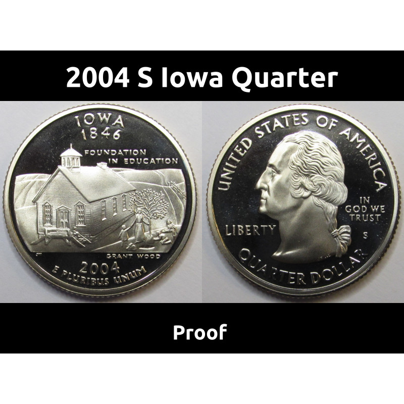 2004 S Iowa Quarter - brilliant proof finish San Francisco mintmark state quarter 2004 S Iowa Quarter - brilliant proof finish San Francisco mintmark state quarter