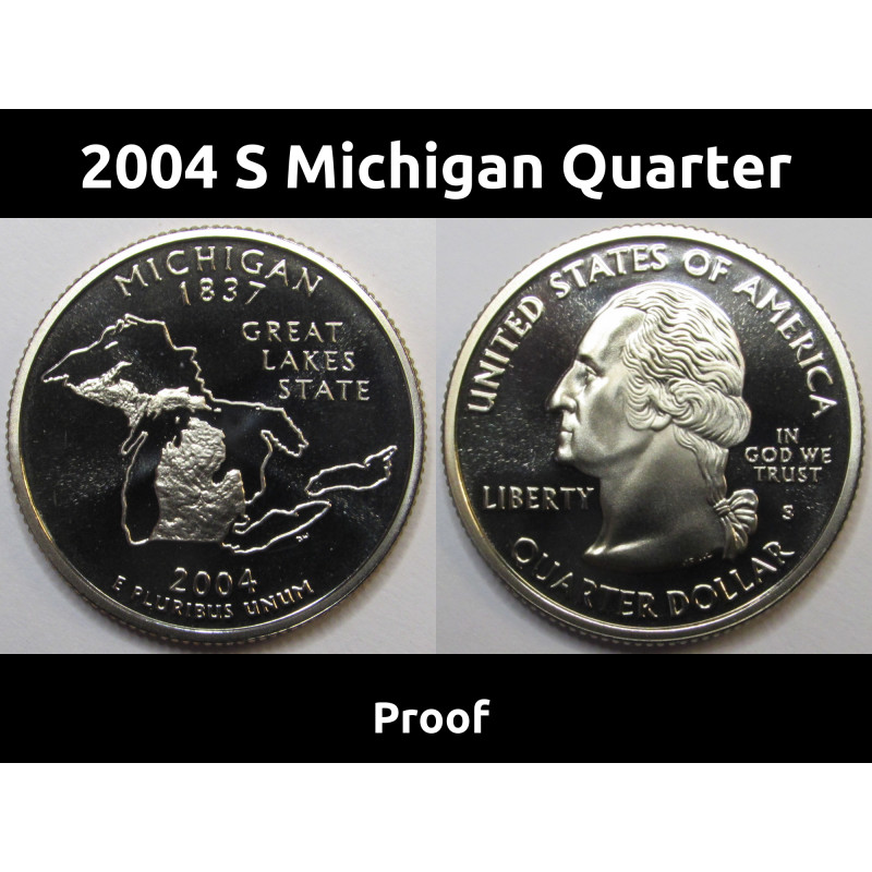 2004 S Michigan Quarter - brilliant proof finish San Francisco mintmark state quarter