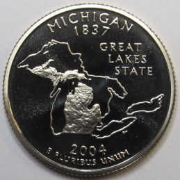 2004 S Michigan Quarter - brilliant proof finish San Francisco mintmark state quarter