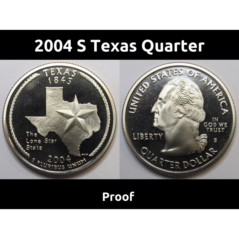 2004 S Texas Quarter - brilliant proof finish Washington state quarter