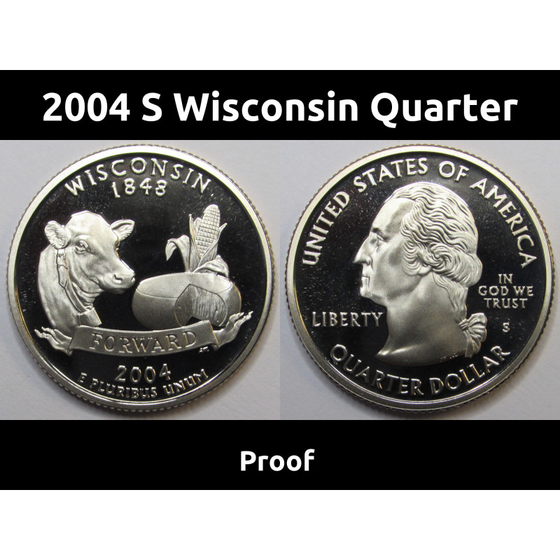 2004 S Wisconsin Quarter - brilliant proof finish Washington state quarter 2004 S Wisconsin Quarter - brilliant proof finish Washington state quarter