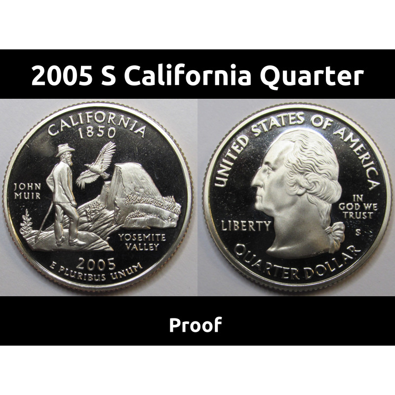 2005 S California Quarter - brilliant proof finish San Francisco mintmark quarter