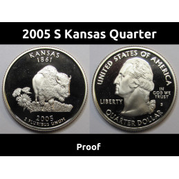 2005 S Kansas Quarter - brilliant proof finish American state quarter