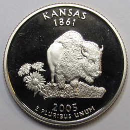 2005 S Kansas Quarter - brilliant proof finish American state quarter