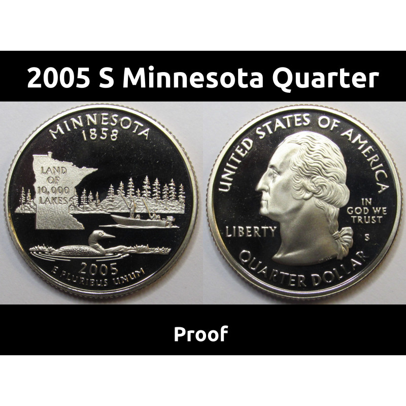 2005 S Minnesota Quarter - brilliant proof finish American state quarter
