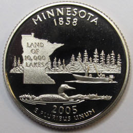 2005 S Minnesota Quarter - brilliant proof finish American state quarter