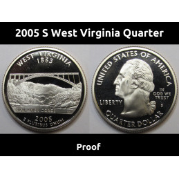 2005 S West Virginia Quarter - brilliant proof finish S mintmark Washington state quarter