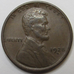 1928 D Lincoln Wheat Cent - antique higher grade American wheat penny