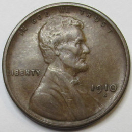 1910 S Lincoln Wheat Cent - higher grade semi-key date American wheat penny