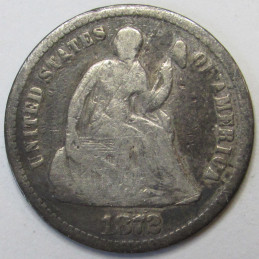 1872 Seated Liberty Half Dime - classic antique silver coin