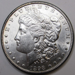 1898 Morgan Dollar - beautiful uncirculated antique American silver dollar