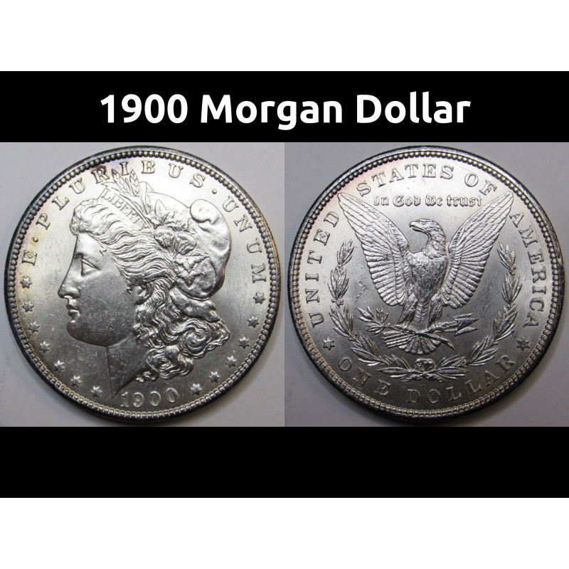 1900 Morgan Dollar - antique brilliant uncirculated American silver dollar