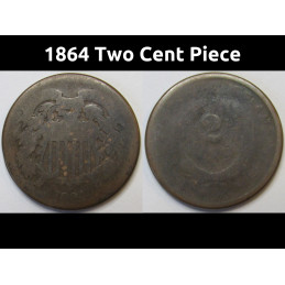 1864 Two Cent Piece - antique Civil War era copper coin