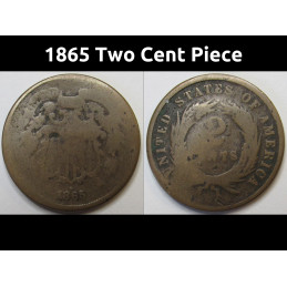 1865 Two Cent Piece - antique Civil War era American copper coin