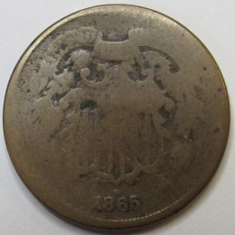 1865 Two Cent Piece - antique Civil War era American copper coin