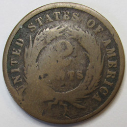 1865 Two Cent Piece - antique Civil War era American copper coin