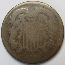 1868 Two Cent Piece - antique post Civil War era American copper coin